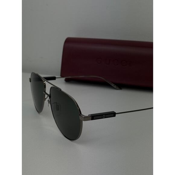NEW Gucci GG1311S Ruthenium Aviator Unisex Sunglasses $565 main image 5